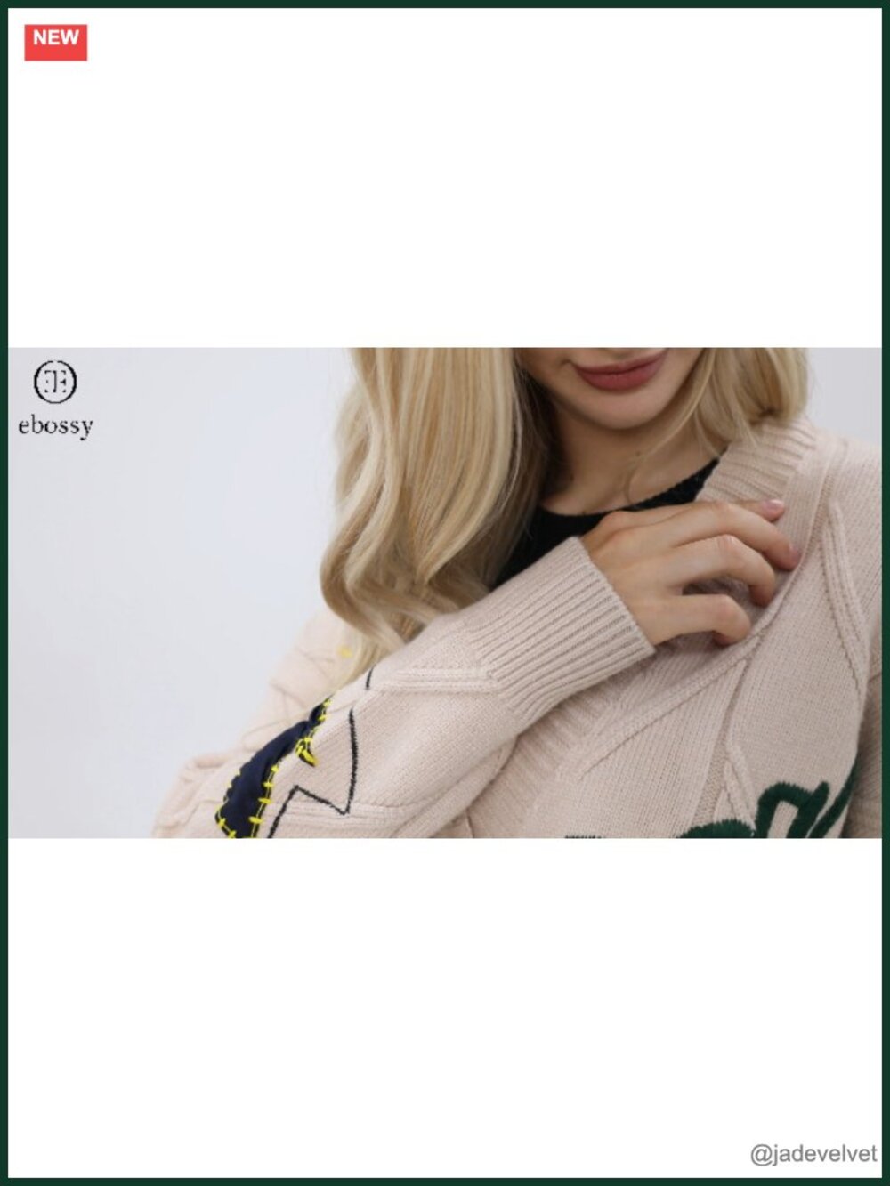 Cable Knit Long Sleeve Open Front Cardigan V-Neck Button Down Embroidery Wool - Picture 4 of 6